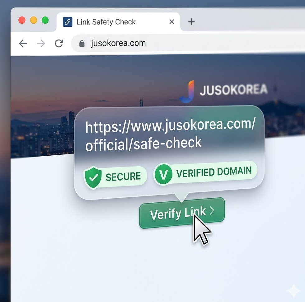  주소코리아 링크 안전 확인 예시 스크린샷