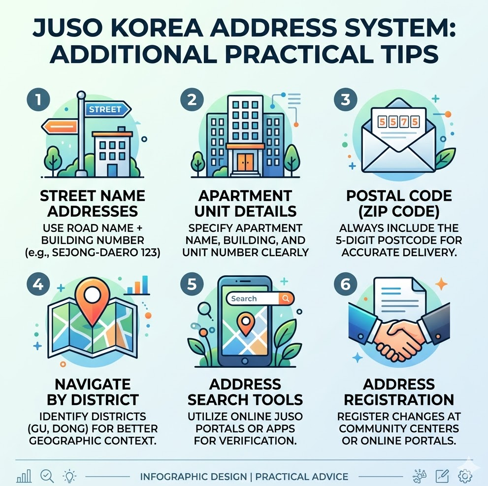 주소코리아 추가 팁 인포그래픽